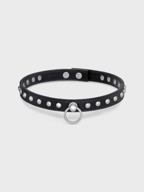 CELINE Stud Choker Celine Biker in Washed Calfskin and Brass with silver finish