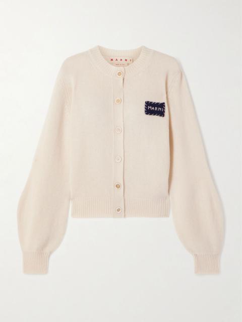 Marni Embroidered cashmere cardigan Cream