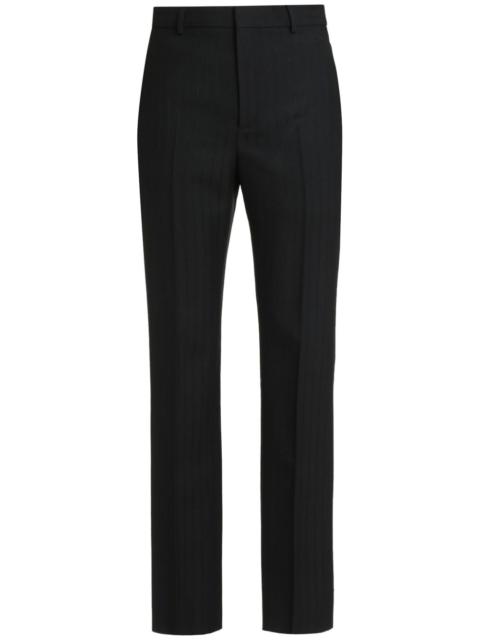 SAINT LAURENT pressed-crease pleated straight-leg trousers