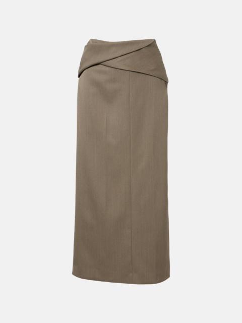 Wool-blend midi skirt