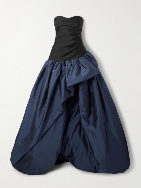 MARMAR HALIM Strapless Ruched Satin And Twill Gown