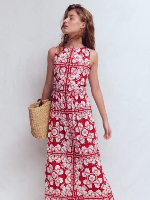 BODEN Antonia Jersey Maxi Dress-Rich Chestnut, Botanical Charm