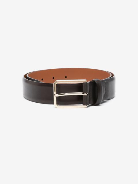 Santoni logo-engraved leather belt