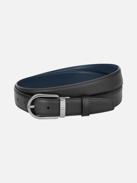 Montblanc Horseshoe buckle black/blue 30 mm reversible leather belt
