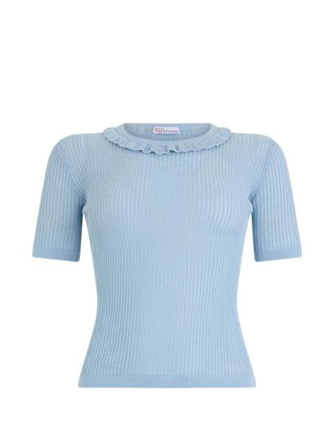 Valentino ruffled-neck long-sleeve sweater