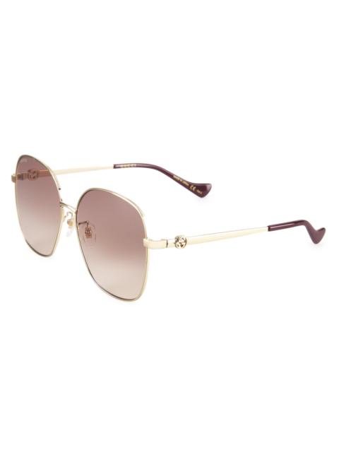 GUCCI Women's Cut Out 61MM Square Sunglasses - Gold