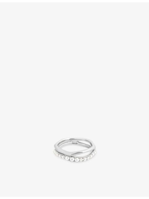 ASTRID & MIYU Molten Illusion Rhodium-Plated Sterling-Silver And Pearl Ring