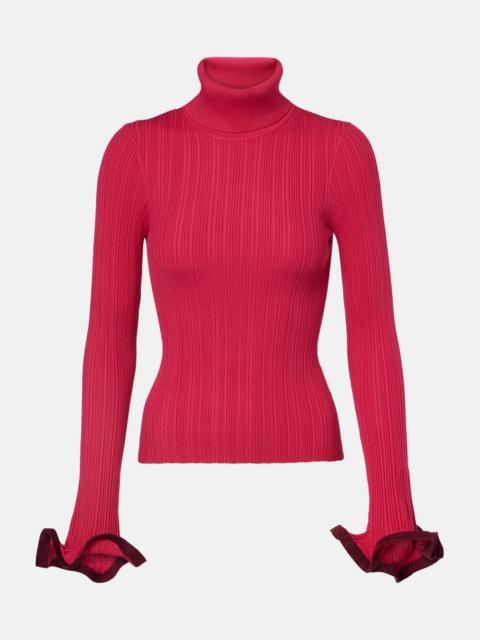 SIMKHAI Lola ruffled turtleneck sweater