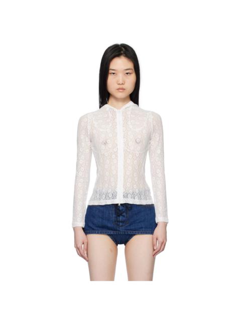 White Lace Zip-Up Hoodie