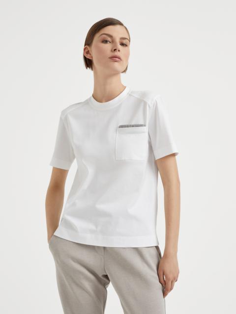 Brunello Cucinelli Cotton jersey T-shirt with shiny ribbed detail