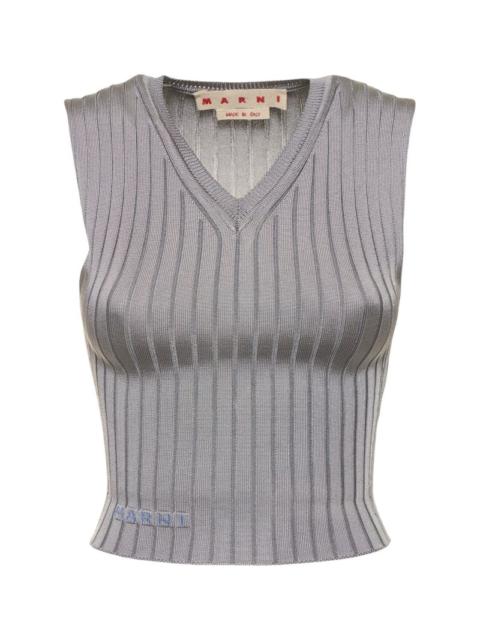 Ribbed knit sleeveless vest
