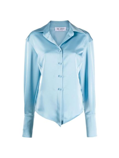 satin-finish button-up shirt