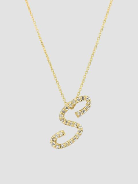 ROBERTO COIN Women's Tiny Treasures Script Initial 18K Yellow Gold, Ruby & 0.24-0.34 TCW Diamond Pendant Necklace