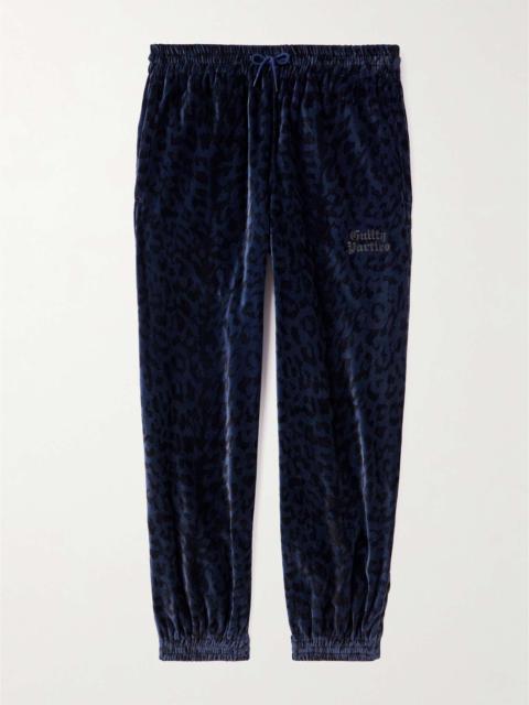WACKO MARIA Straight-Leg Embroidered Leopard-Print Cotton-Velvet Sweatpants