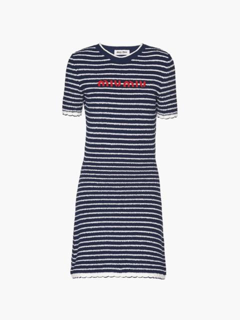 Miu Miu Bouclé cotton crew-neck mini-dress