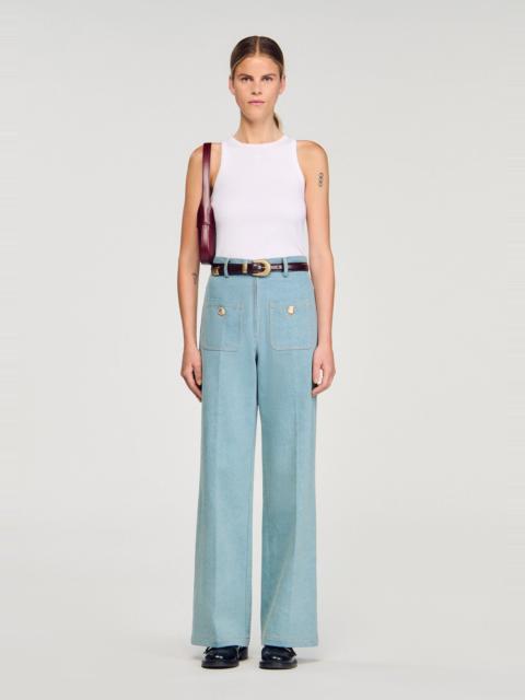 Sandro FADED HIGH-RISE WIDE-LEG JEANS