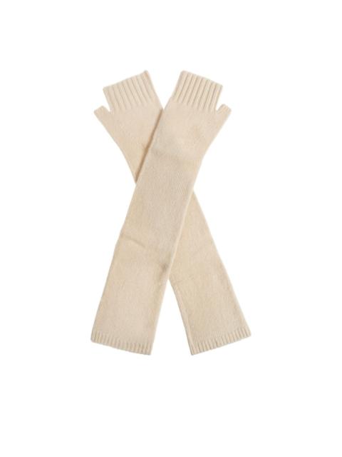 GANNI ribbed logo-detail gloves