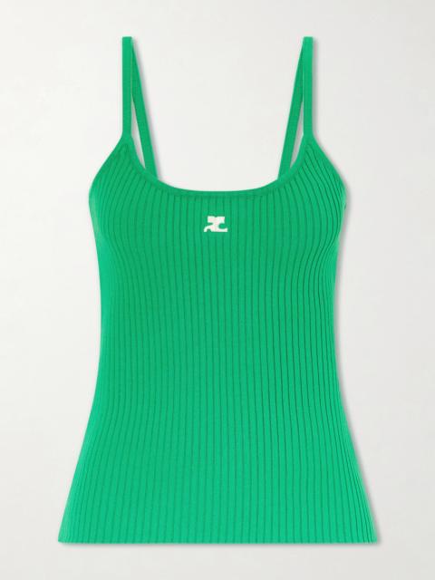courrèges Reedition Logo-appliquéd Ribbed-knit Tank