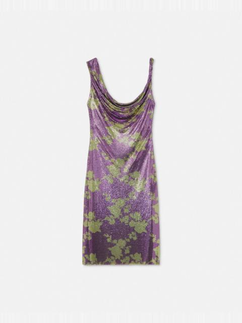 VERSACE Wild Roses Metal Mesh Draped Midi Dress