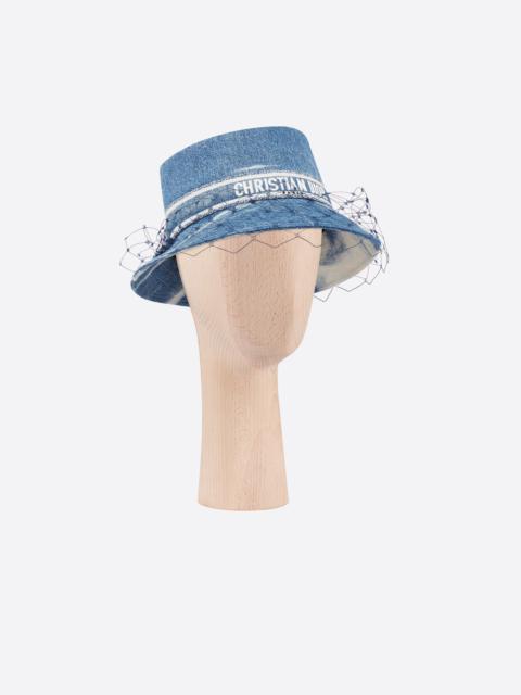 Dior Dior Denim Wash Small Brim Bucket Hat with Veil