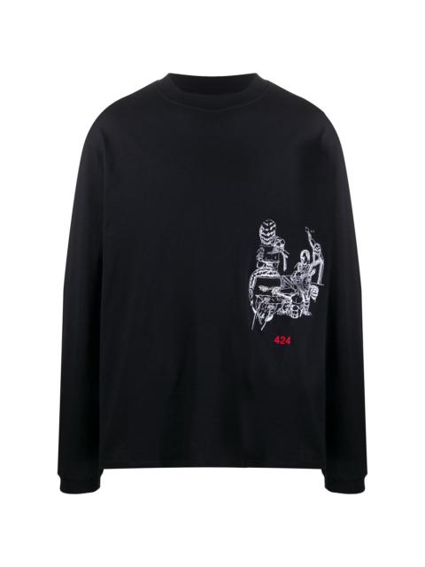 424 embroidered long-sleeve sweatshirt