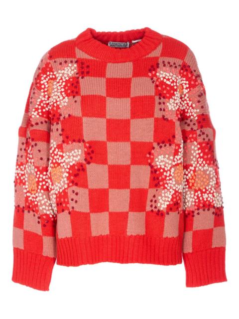 ESSENTIEL ANTWERP embroidered check sweater