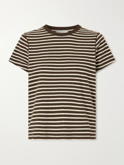 LA LIGNE Striped cotton-jersey T-shirt Chocolate