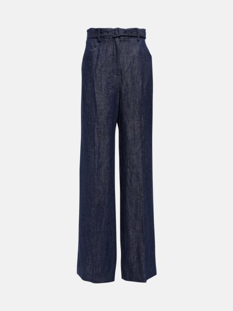 GABRIELA HEARST Belted high-rise wide-leg linen pants