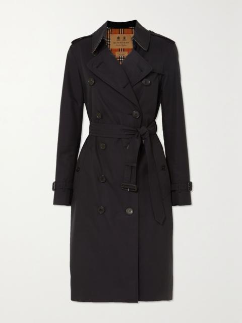 Burberry Kensington Long organic cotton-gabardine trench coat Black
