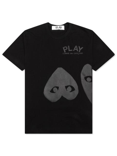Comme des Garçons PLAY WOMEN'S THREE HEARTS T-SHIRT - BLACK