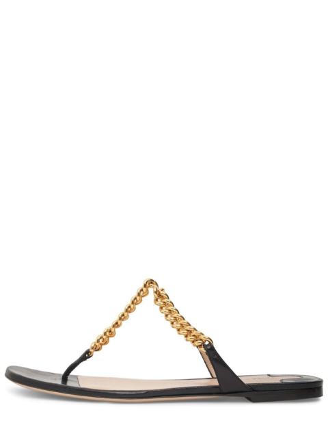 10mm Zenith leather & chain flat sandals