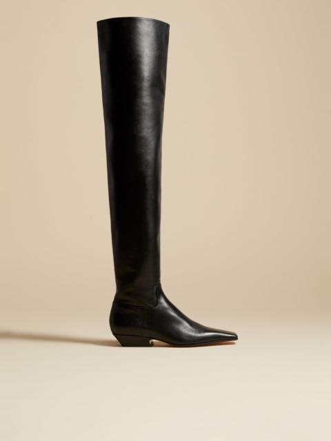 KHAITE The Marfa Over-the-Knee Flat Boot in Black Leather