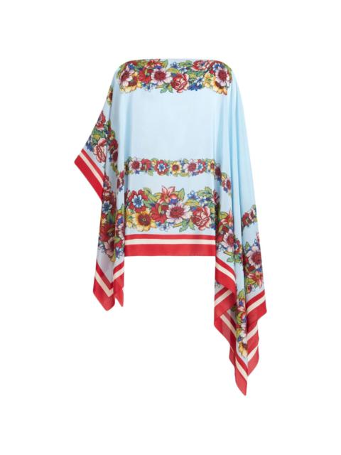 Etro floral-print silk poncho