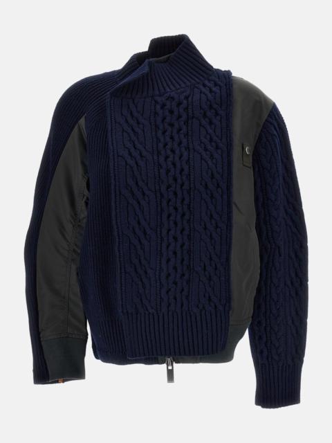 sacai NYLON TWILL AND WOOL JACKET