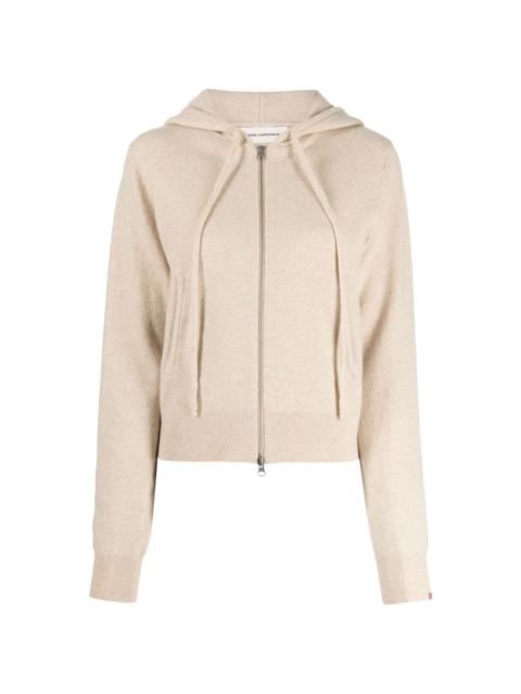 extreme cashmere zip-up hooded cardigan