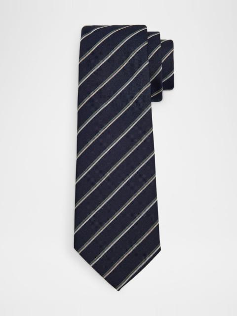 EMPORIO ARMANI Men's Double Fine-Stripe Silk Tie