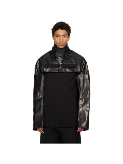 Rick Owens Black Tower Mac Cropped Leather Jacket
