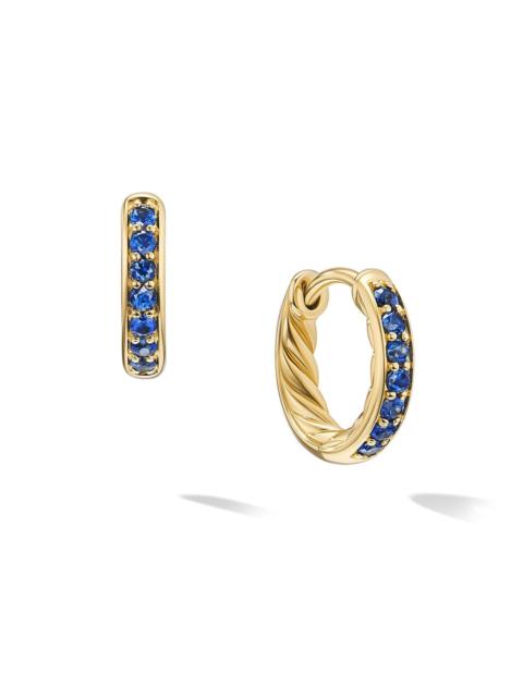DAVID YURMAN Women's Petite Pavé Huggie Hoop Earrings in 18K Yellow Gold - Blue Sapphire