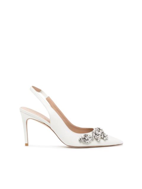 Stuart Weitzman Stuart Crystal Fleur 90mm slingback pumps