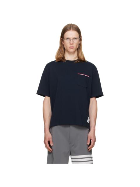 Thom Browne Navy Milano Cotton Oversized Pocket T-shirt