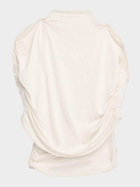 LAPOINTE Mock-Neck Ruched Jersey Top