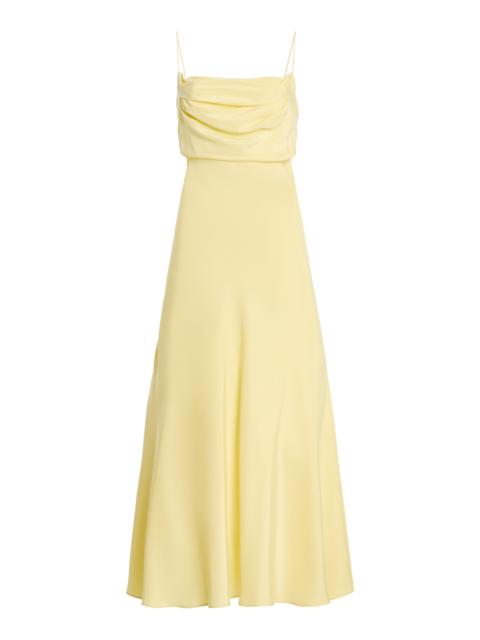 Balmain Long Silk Satin Dress yellow