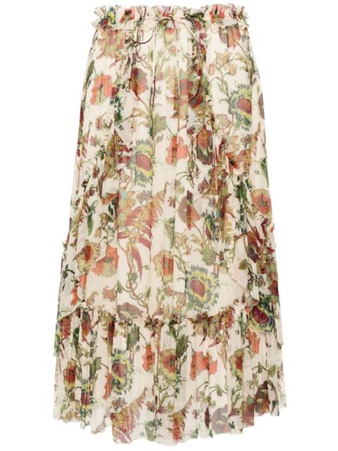 ULLA JOHNSON Freesia tiered silk skirt