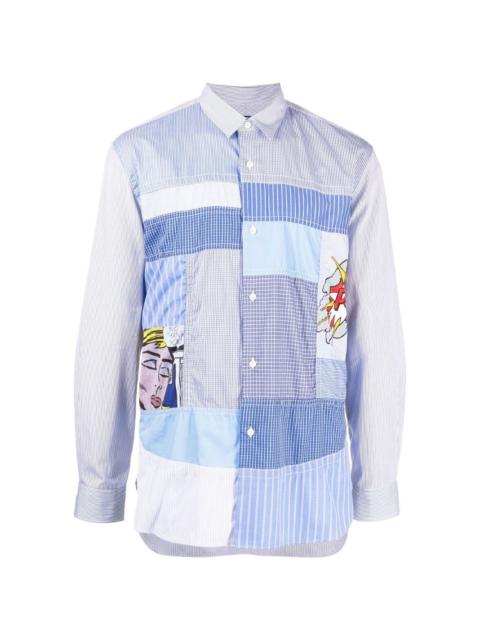 Junya Watanabe MAN striped patchwork long sleeve shirt