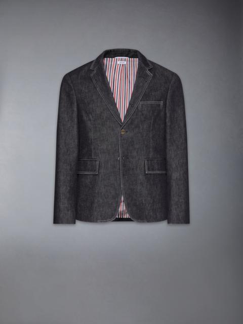 Thom Browne Washed Denim Contrast Topstitching Unconstructed Classic Sport Coat