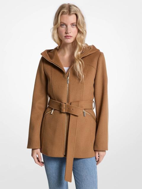 MICHAEL KORS Wool Blend Hooded Coat