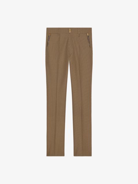 SLIM FIT PANTS IN TECHNICAL FIBER WITH HOUNDSTOOTH PATTERN