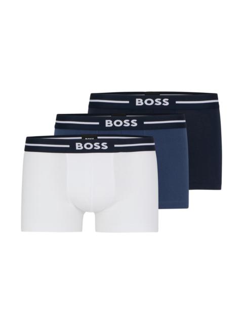 BOSS THREE-PACK OF STRETCH-COTTON TRUNKS WITH LOGO WAISTBANDS