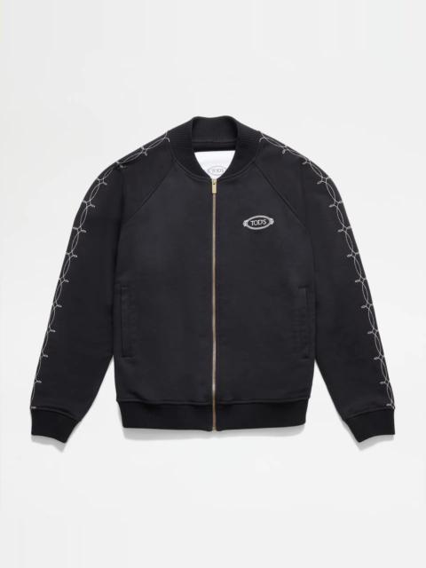 Tod's TRACKSUIT JACKET IN JERSEY - BLACK