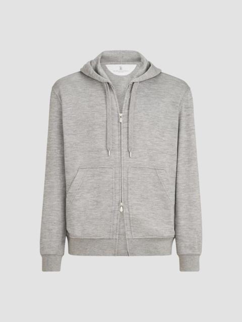 Brunello Cucinelli Men's Cashmere and Silk French Terry Hooded Sweatshirt - Grey
